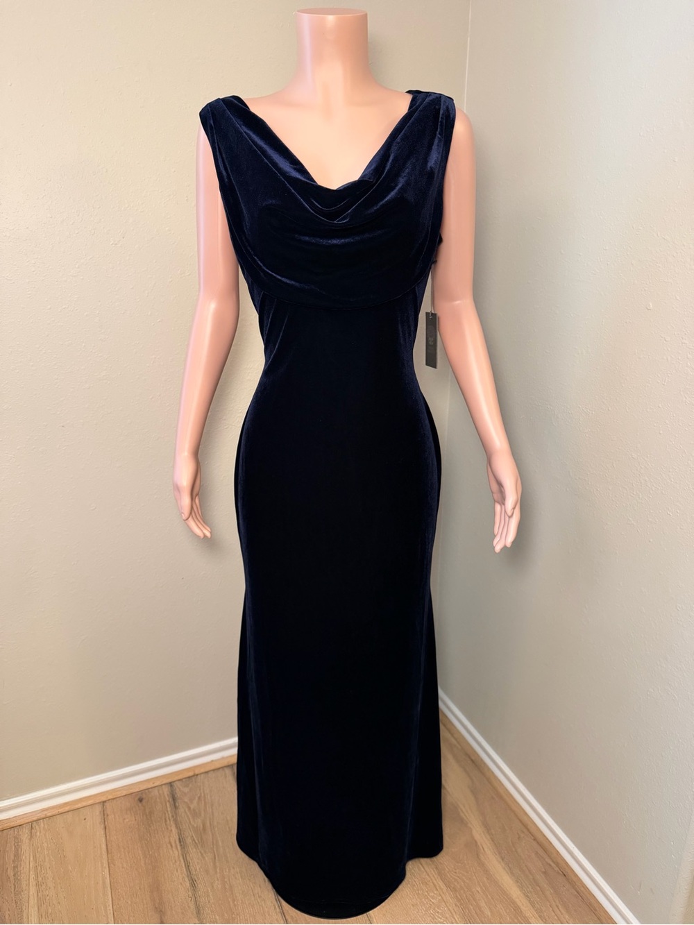 Vince Camuto Midnight Navy Velvet Cowl Maxi Dress